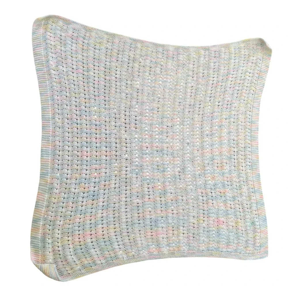 Handmade Crochet Baby Blanket‎ Afghan Soft Pastel Colors 42x42 Swaddle Lap Throw